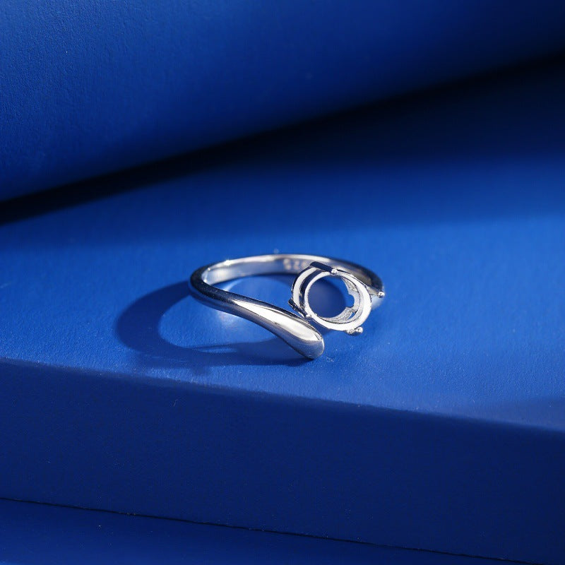 925 Sterling Silver Ring Mount for 6x8mm Oval Gemstone, Unset Minimalist Luxury DIY