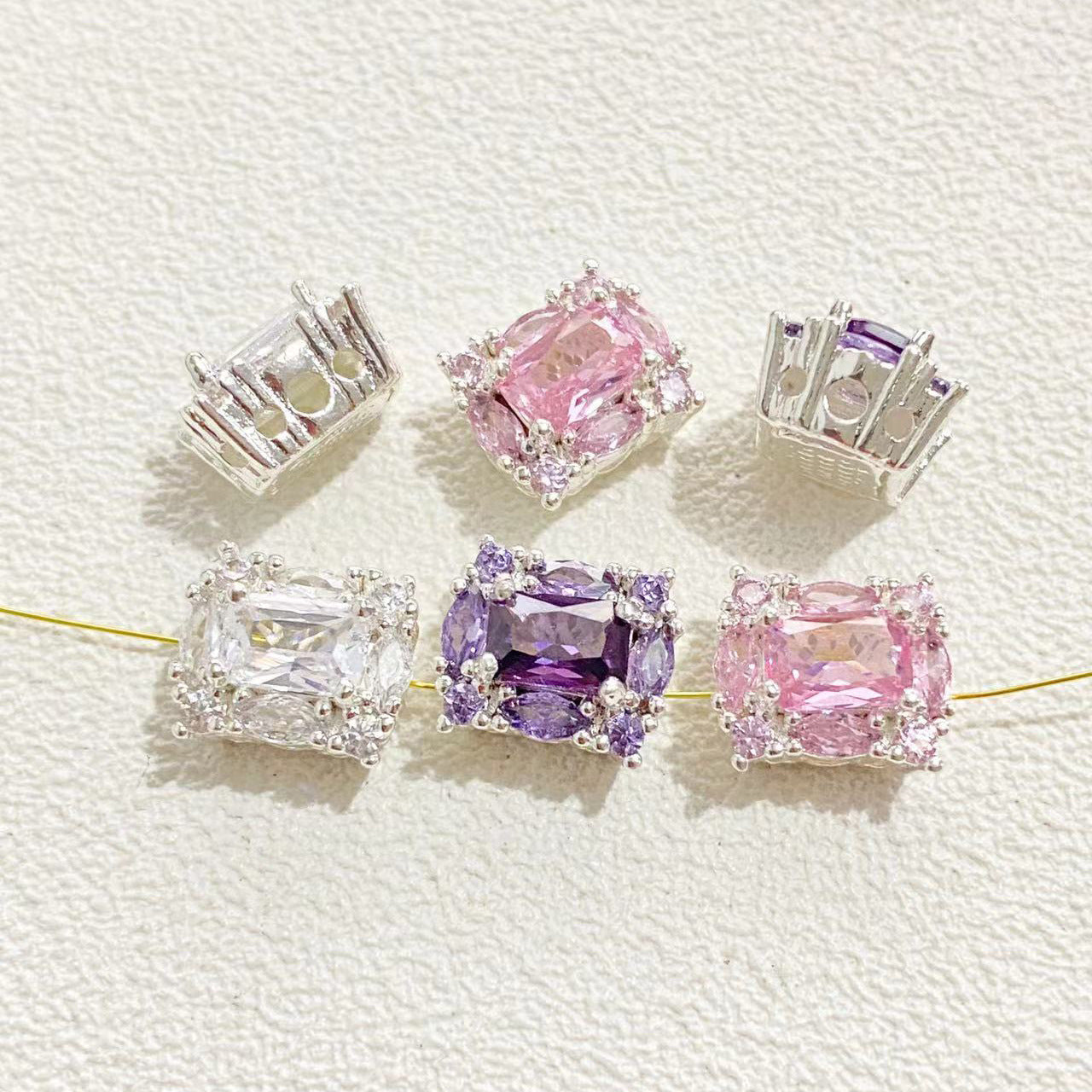 CZs Rectangle Spacer-5pcs