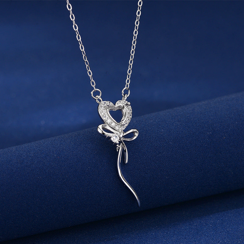 925 Sterling Silver Semi-finished Pendant Mount for 5mm Heart Gemstone, Minimalist DIY Collarbone Chain