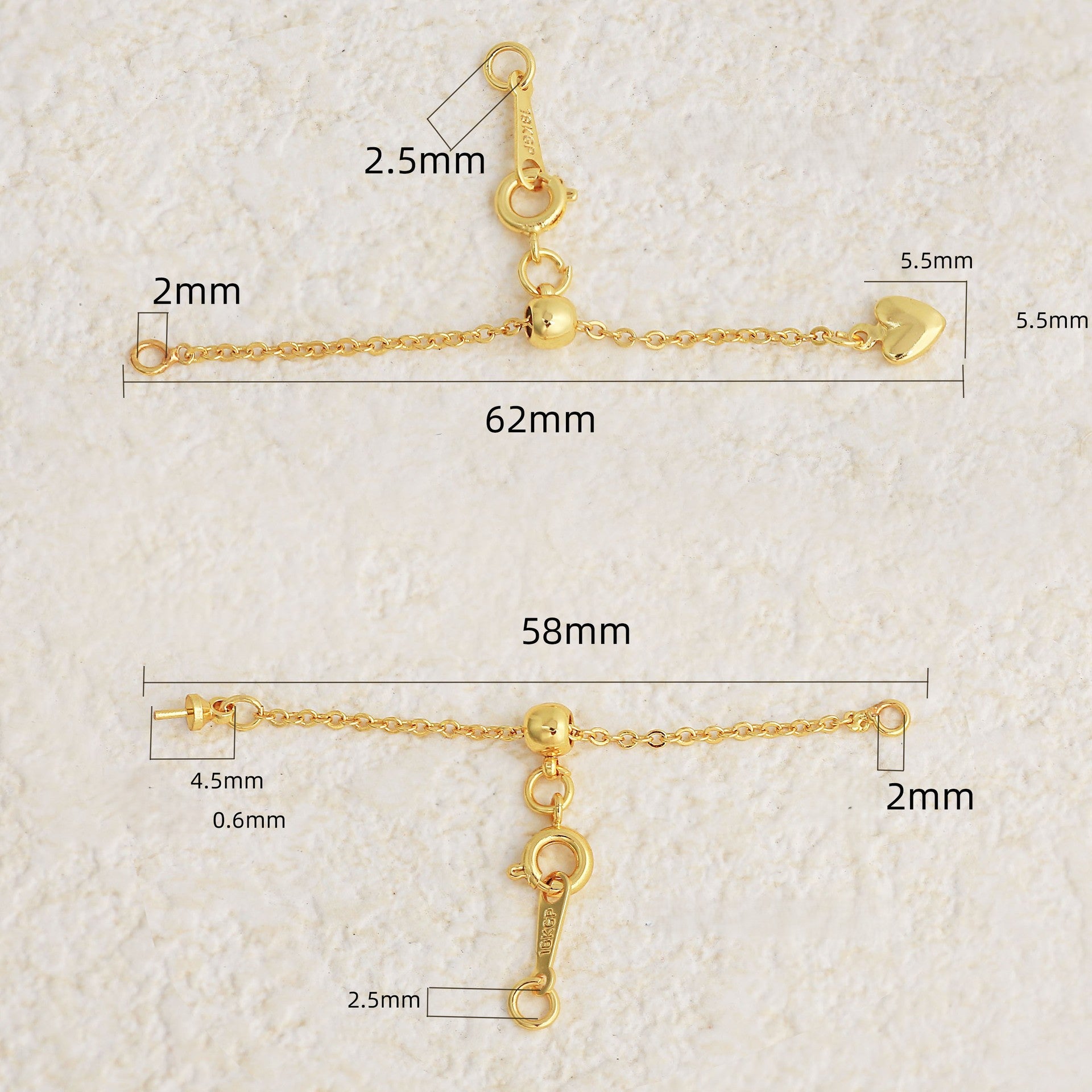 Adjustable Extender Chain Love Heart Clasp