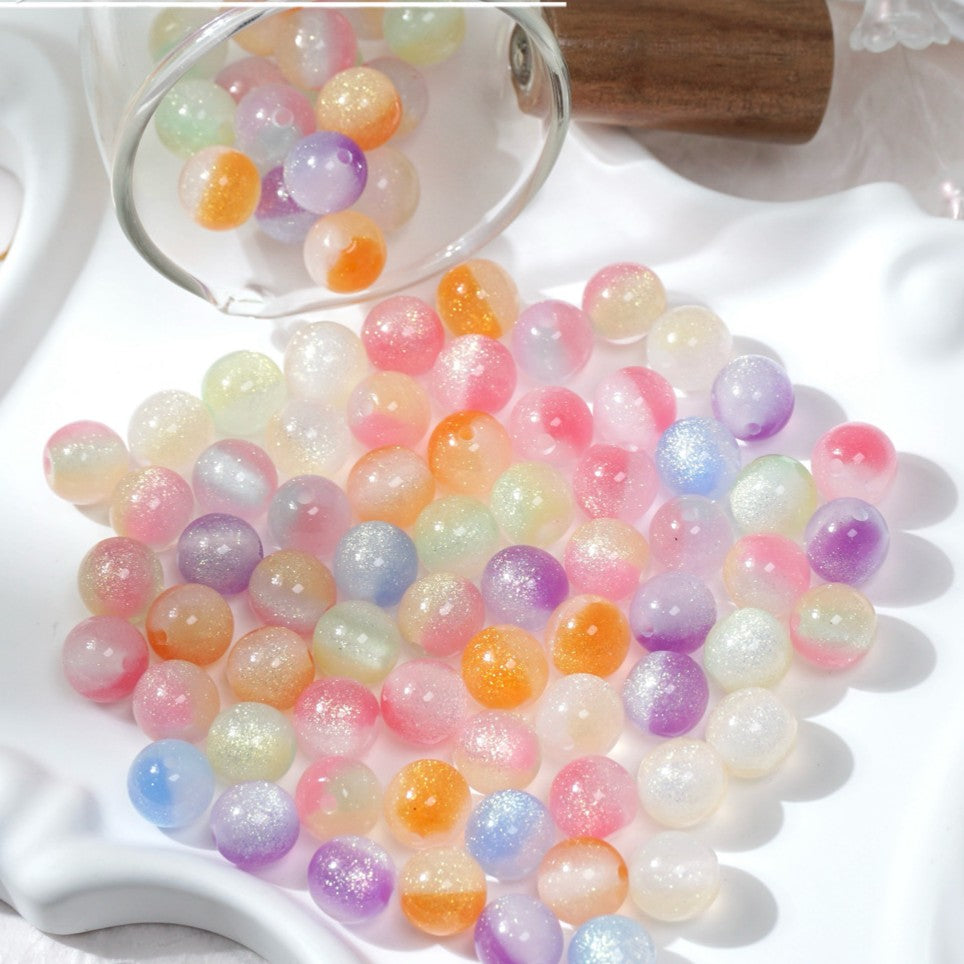 (50pcs)8-16mm Tri-Color Goldstone Light-Sensitive Resin Round Beads