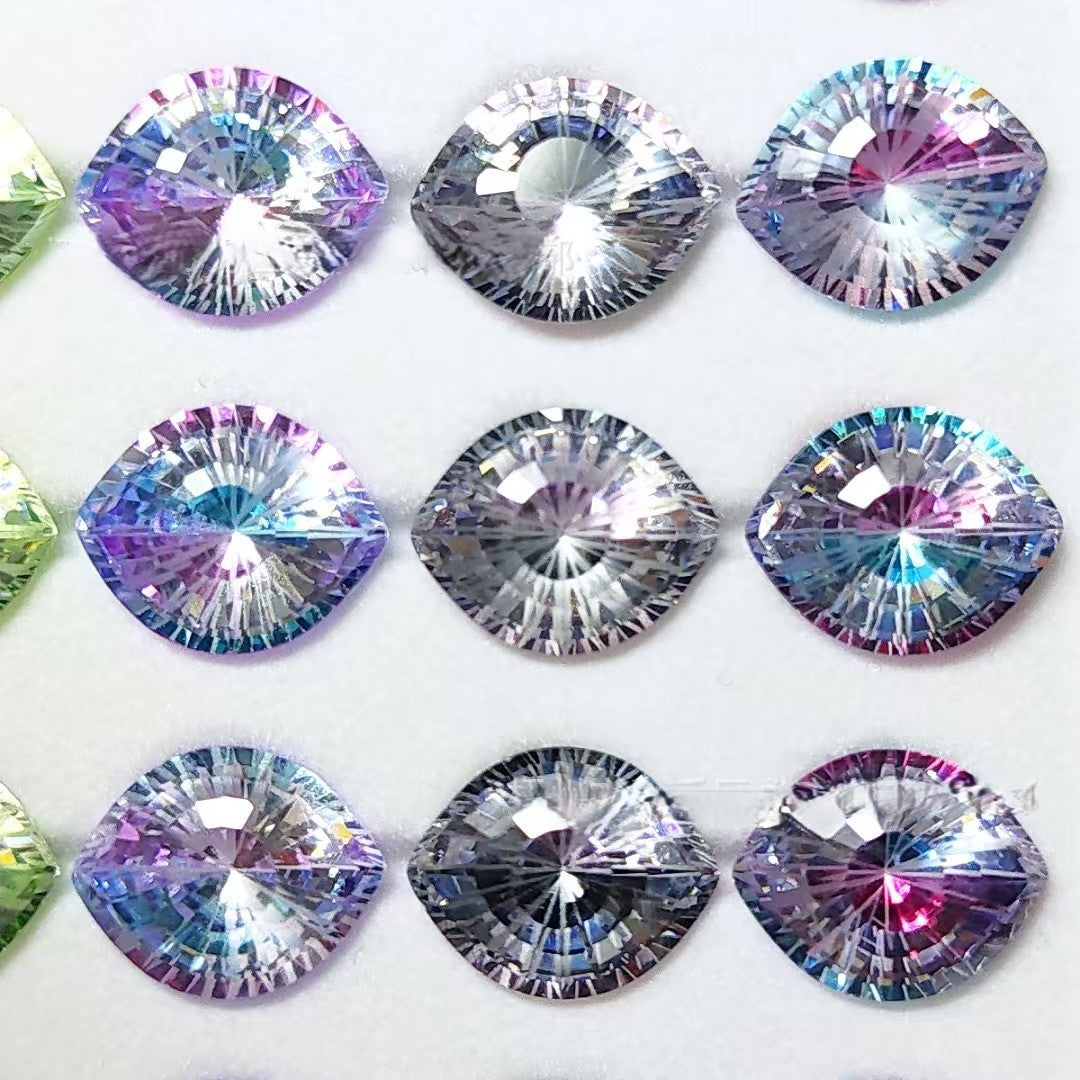 5A 8-10mm Gradient Evil Eye Firework Cut Loose CZ Stone - 1pcs