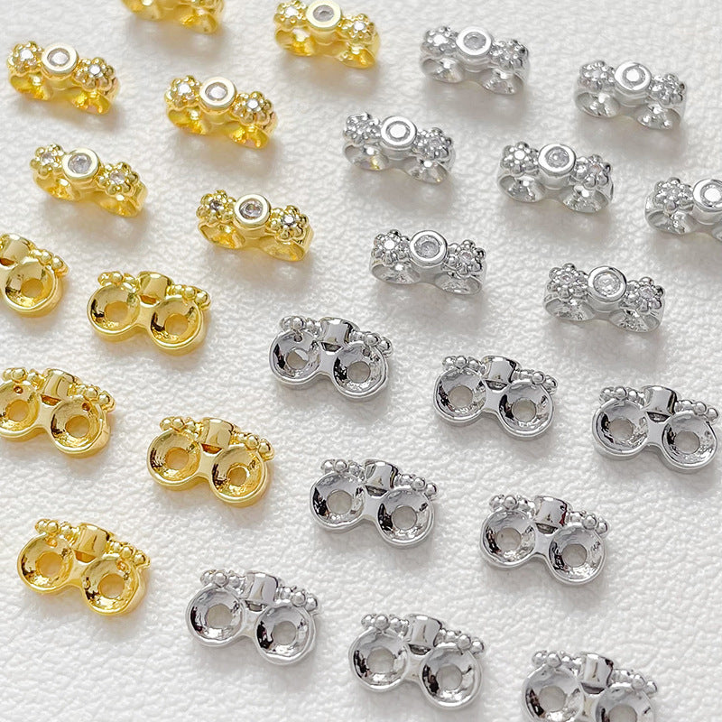 (20pcs)7mm CZ Flower Double-Row Spacer Bead / Spacer