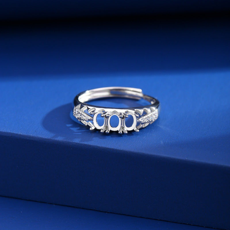 925 Sterling Silver Ring Mount for 3x4mm Oval Row Ring