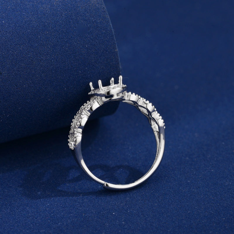 Solid 925 Sterling Silver Blank Ring Setting for 6x8MM Oval Diamond