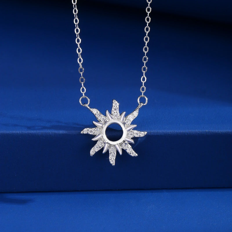 925 Sterling Silver Pendant Mount for 6mm Round Gemstone, DIY Collarbone Chain