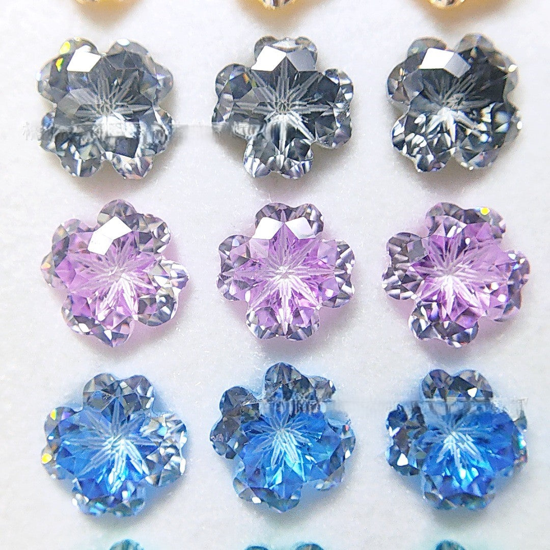 5A 6mm Lucky Clover Sandwich Coated Loose CZ Stone - 2pcs