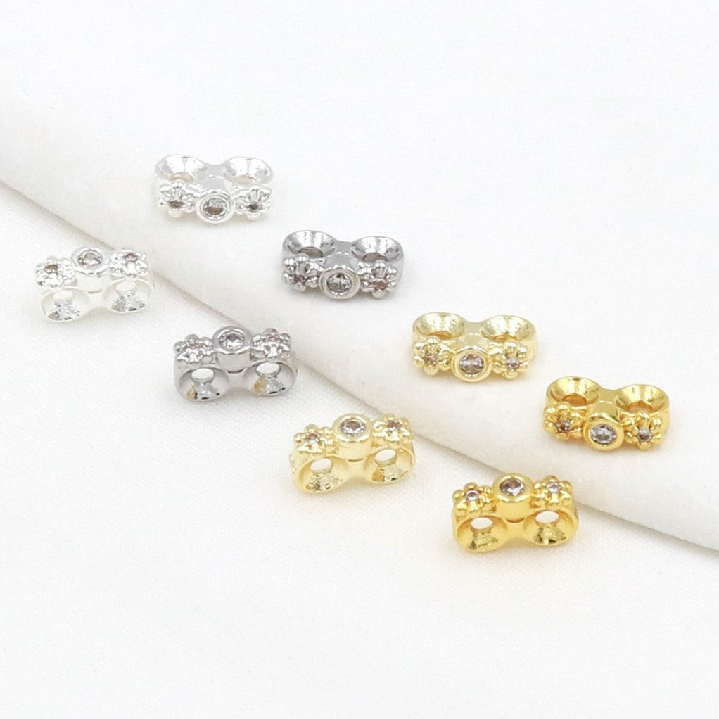 (20pcs)7mm CZ Flower Double-Row Spacer Bead / Spacer