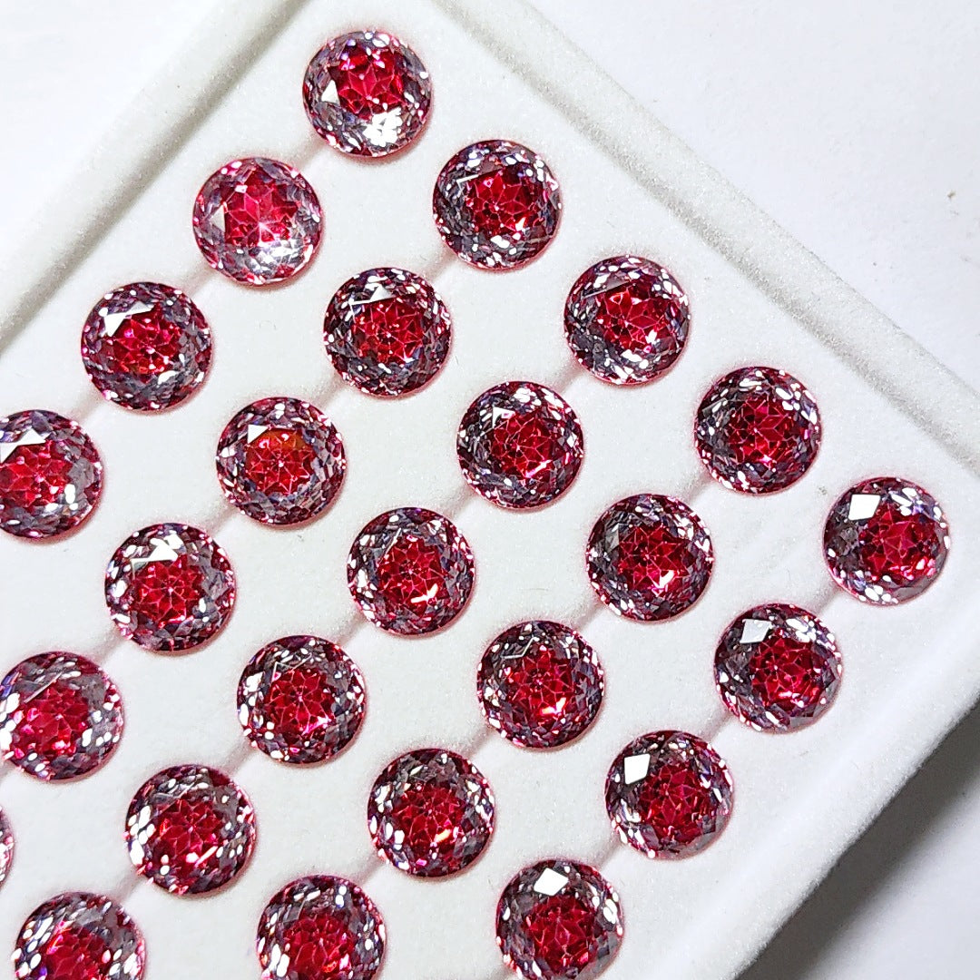 5A 6-8mm Round Coated Sandwich Rose Cut Loose CZ Stone - 2pcs