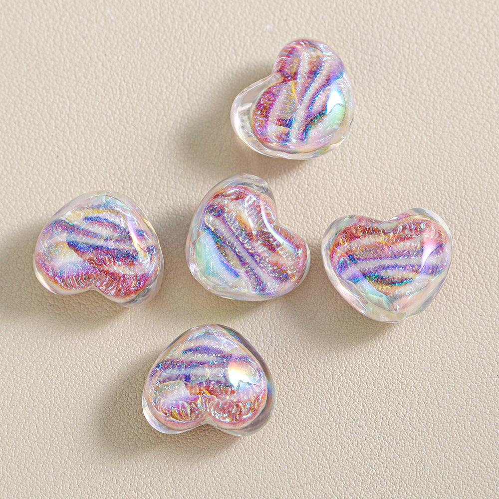 Oil-Painted Heart-shape Beads