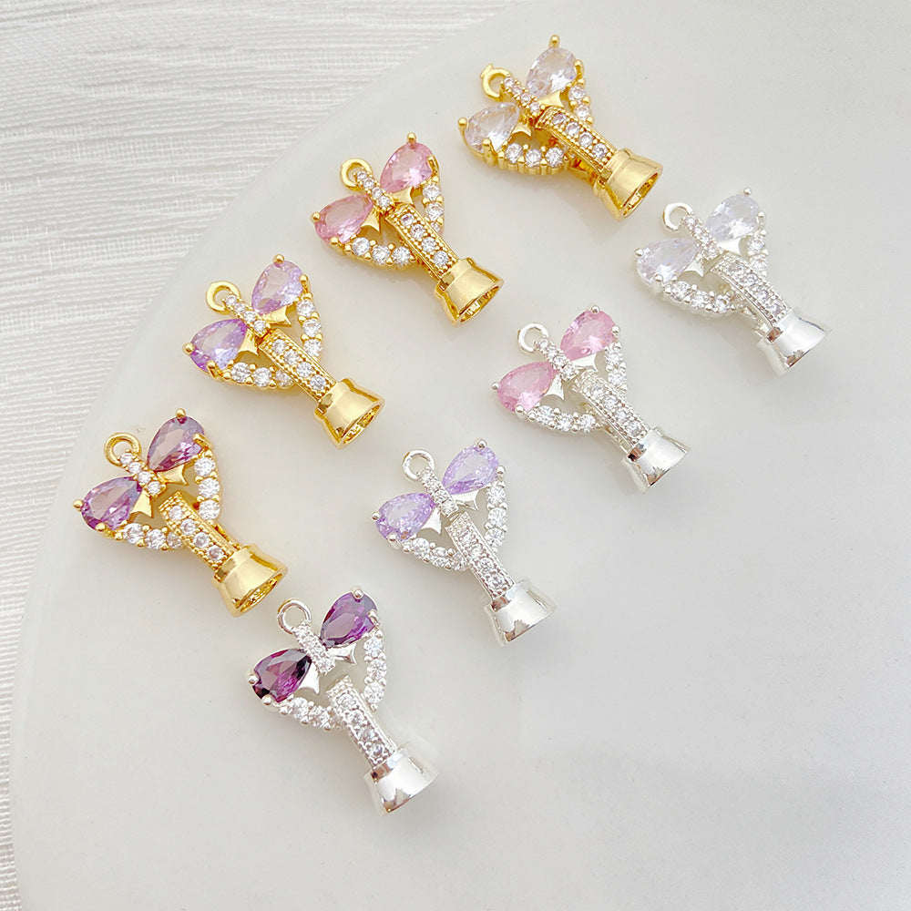 CZ-Set Bow Pearl Single Clasp