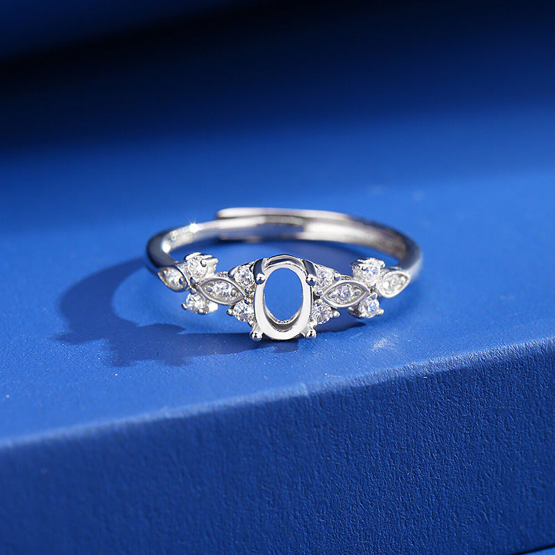 925 Sterling Silver Ring Mount for 4x6mm Oval Diamond