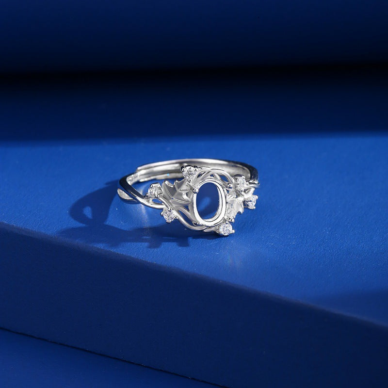 Adjustable 925 Sterling Silver Ring Mount for 5x7mm Oval Diamond