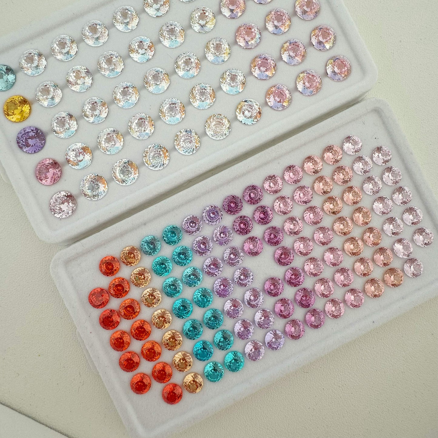 5A 6-8mm Round Coated Nest Cut Loose CZ Stone - 2pcs