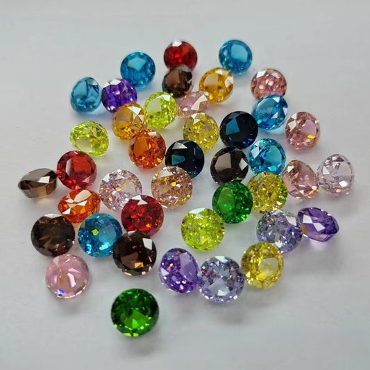 5A 4-12mm Round Glacial Shard Cut Loose CZ Stone - 1pcs