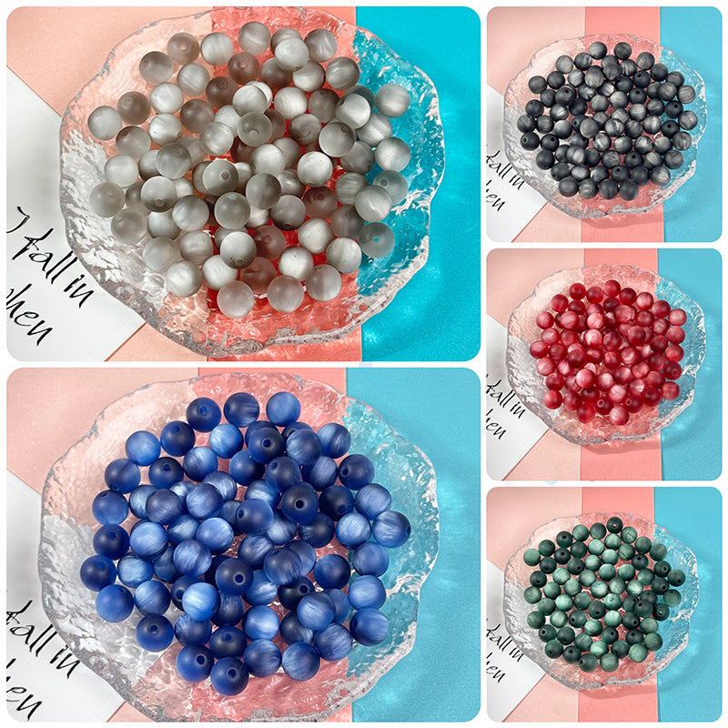 (100pcs)8mm Matte Resin Cat's Eye Round Beads ¨C Frosted Candy Series