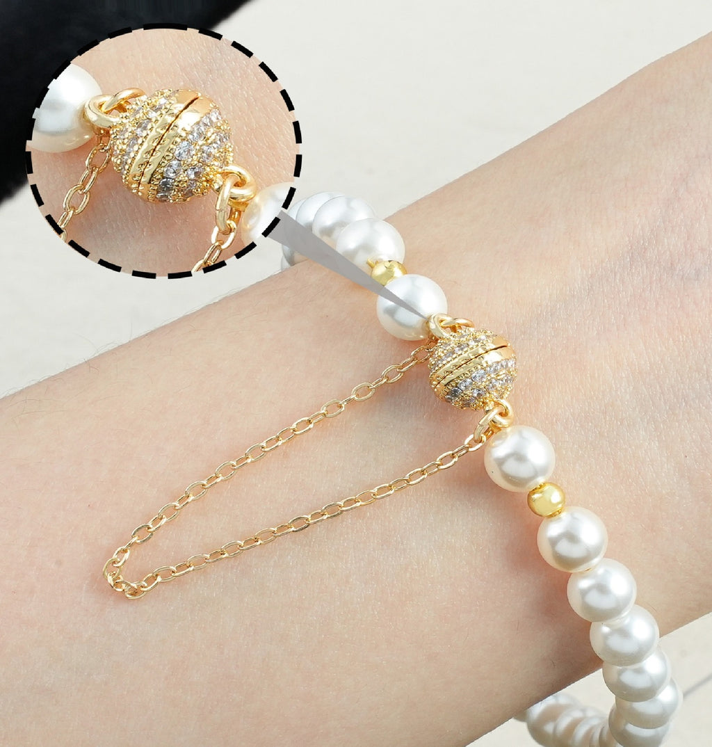 Crystal Ball Magnetic Clasp with Extension Chain