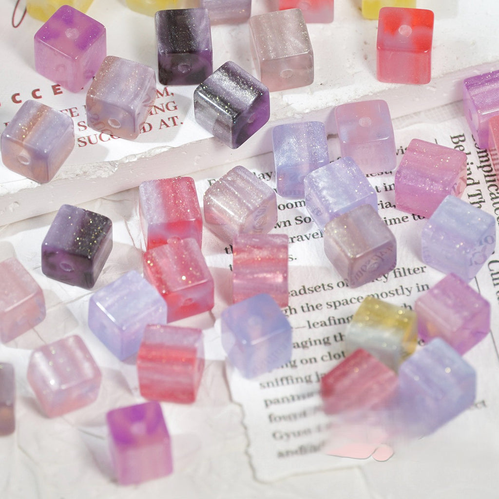 (50pcs)8mm Sugar Cube Light-Sensitive Beads ¨C UV Reactive Resin Beads