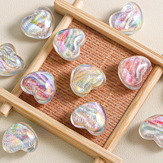 Oil-Painted Heart-shape Beads