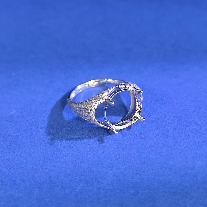 925 Sterling Silver Ring Mount for 12mm Round Gemstone, Classic Brushed Finish Luxury DIY