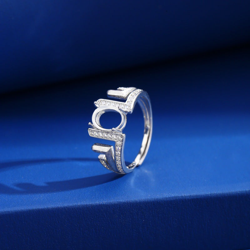 925 Sterling Silver Ring Mount for 6x8mm Oval Gemstone, Western-Style Brushed Design DIY