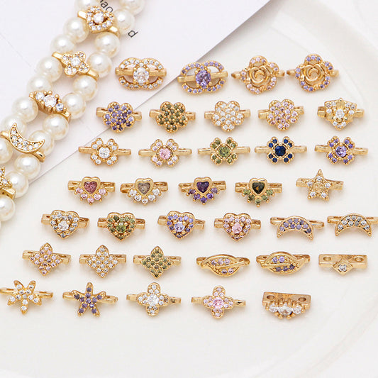 10pcs Double/Triple Hole Spacer Bar Bead with CZ Stone