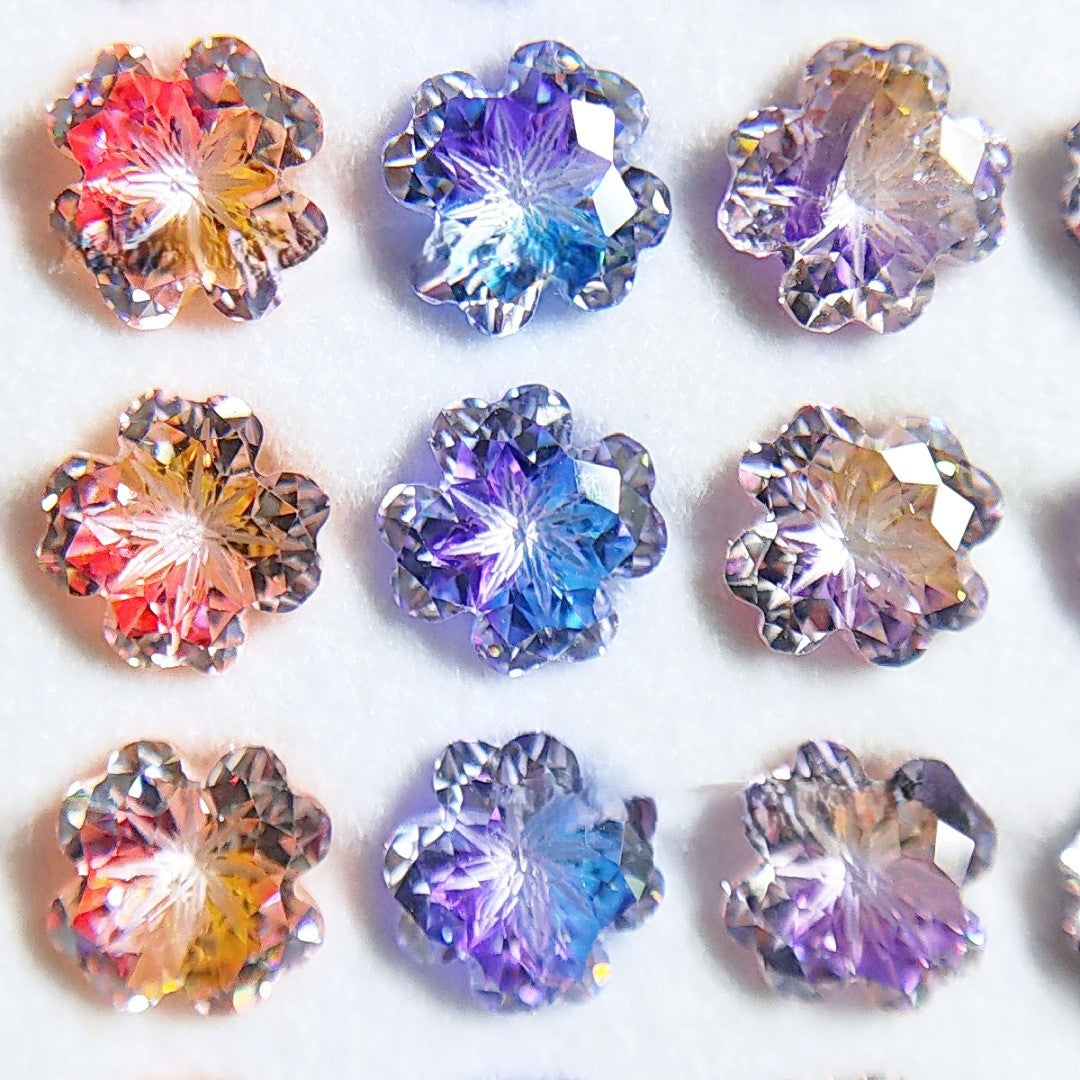 5A 6mm Lucky Clover Coated Loose CZ Stone - 2pcs