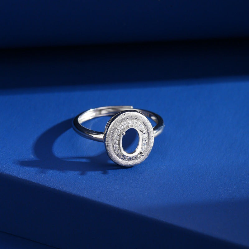 925 Sterling Silver Ring Mount for Natural Stone/Topaz/Prehnite, White Gold-Plated