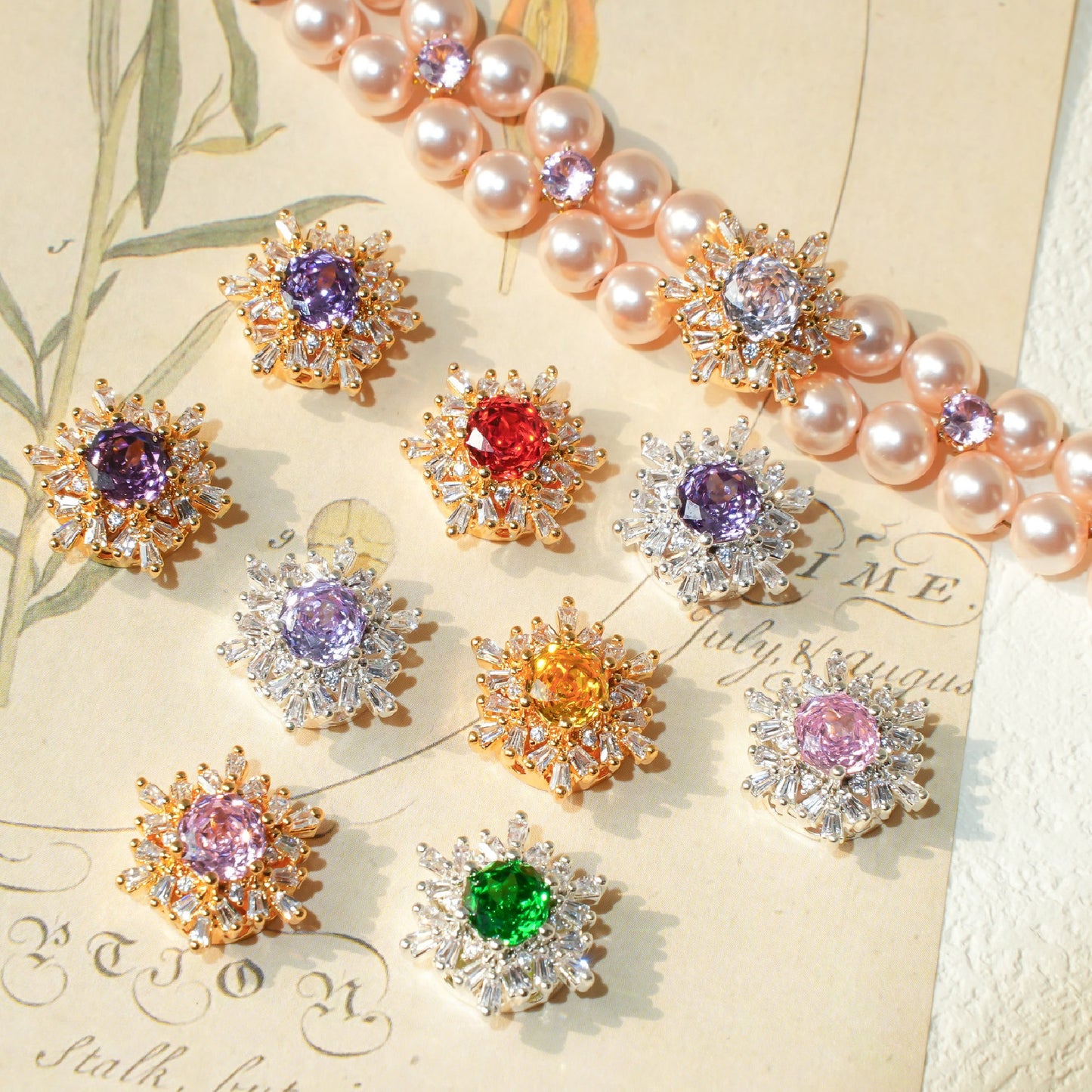 Snowflake Zircon Spacer with Rose Cut Diamond