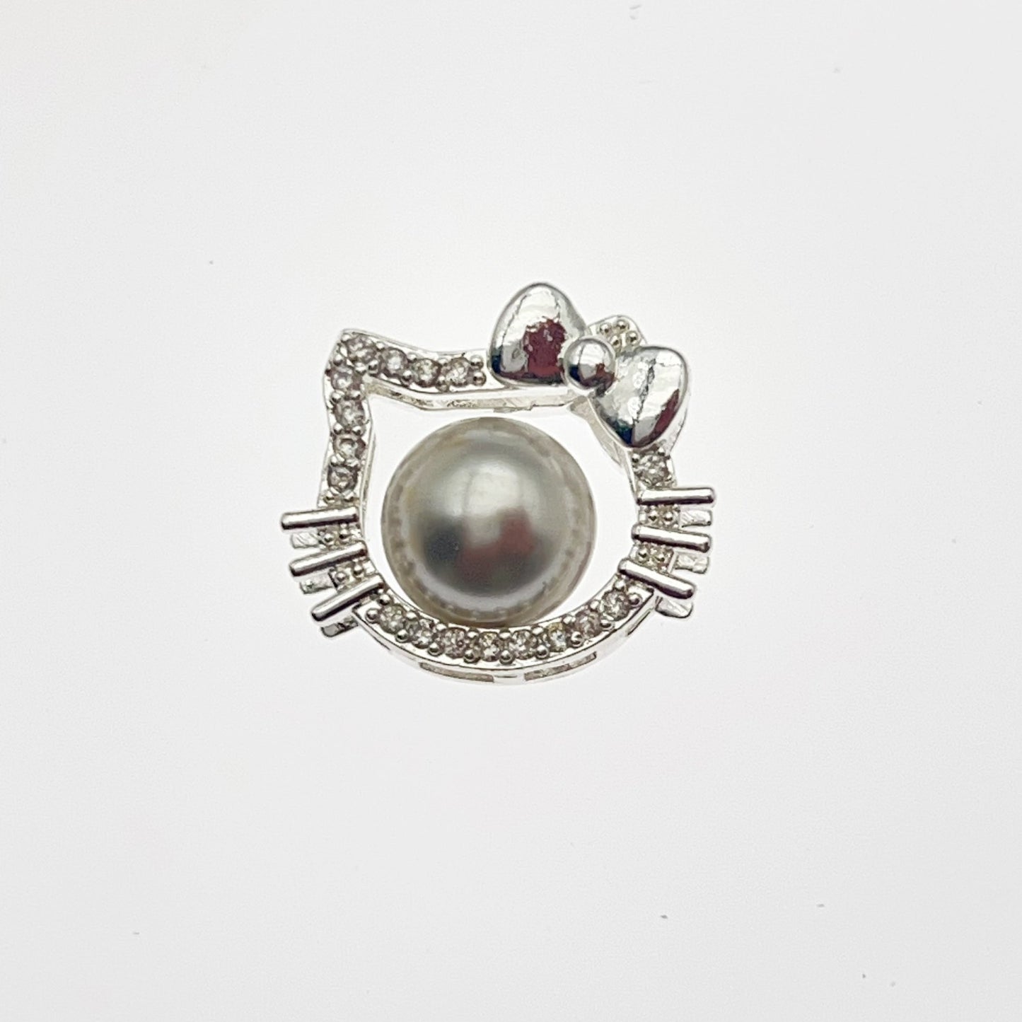 CZ-Set Hollow Cat Head Bead Cap