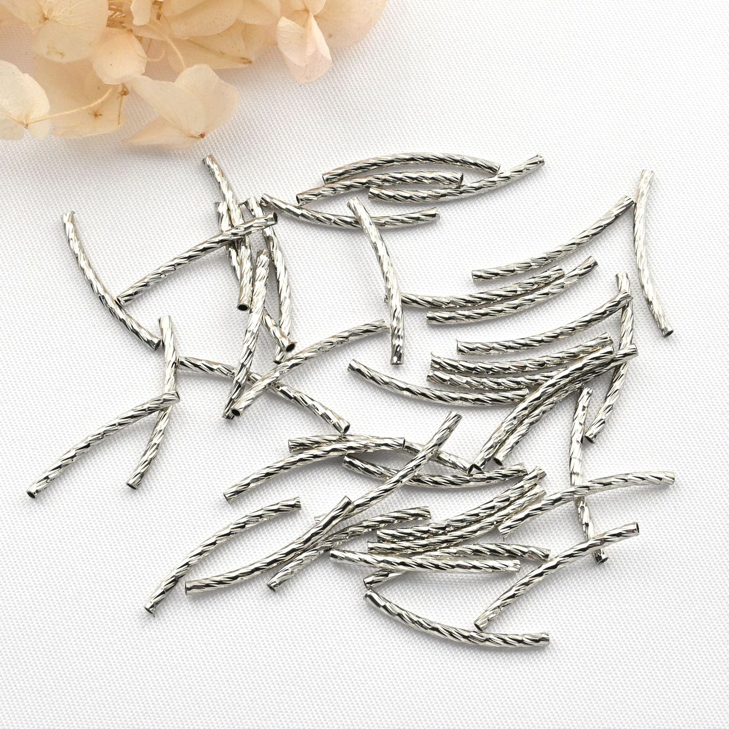 50 Pcs Textured Curved Bracelet Tube