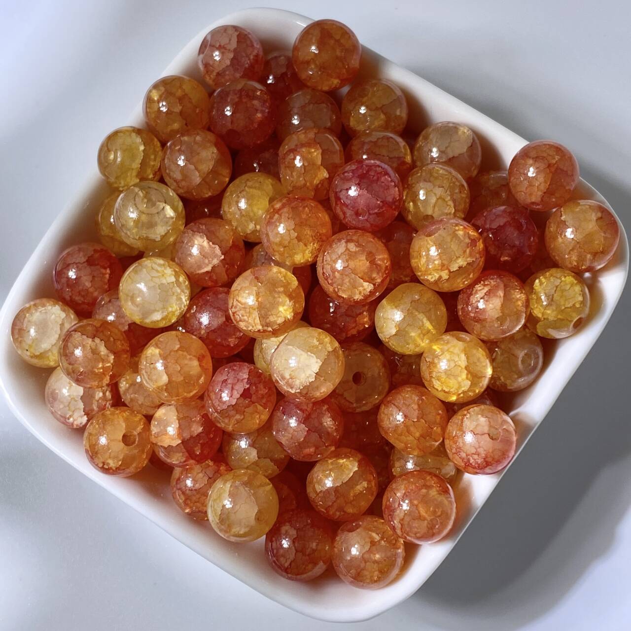(50pcs)10mm Jade Crackle Glass Beads