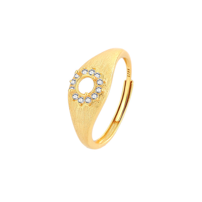 S925 Sterling Silver "Rising Success" Ring Mount, Unset, 8x8mm Round, New Chinese Style
