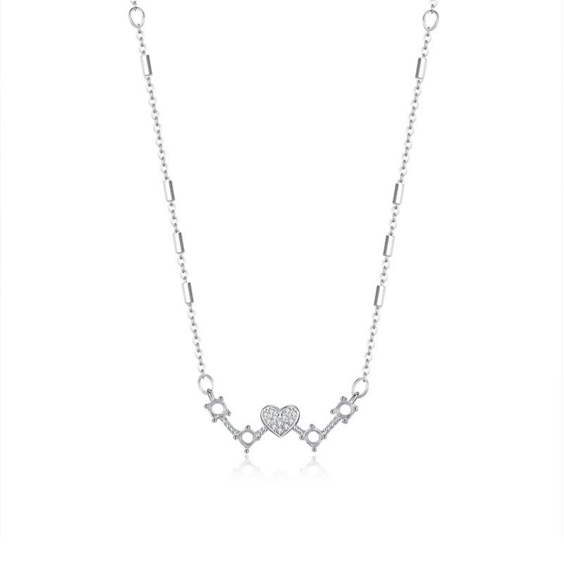 925 Sterling Silver Necklace Mount for 3mm Round Burmese Jade/Crystal, Original Design Semi-finished