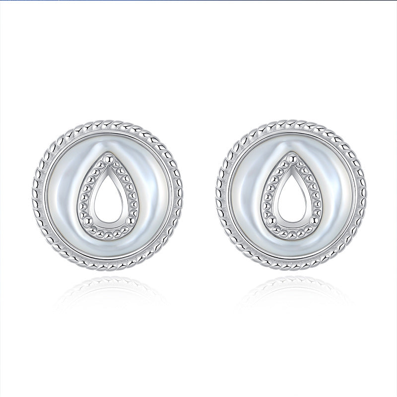 925 Sterling Silver Earring Mount for 3x5mm Pear Natural Stone, Five-Petal Shell Design DIY