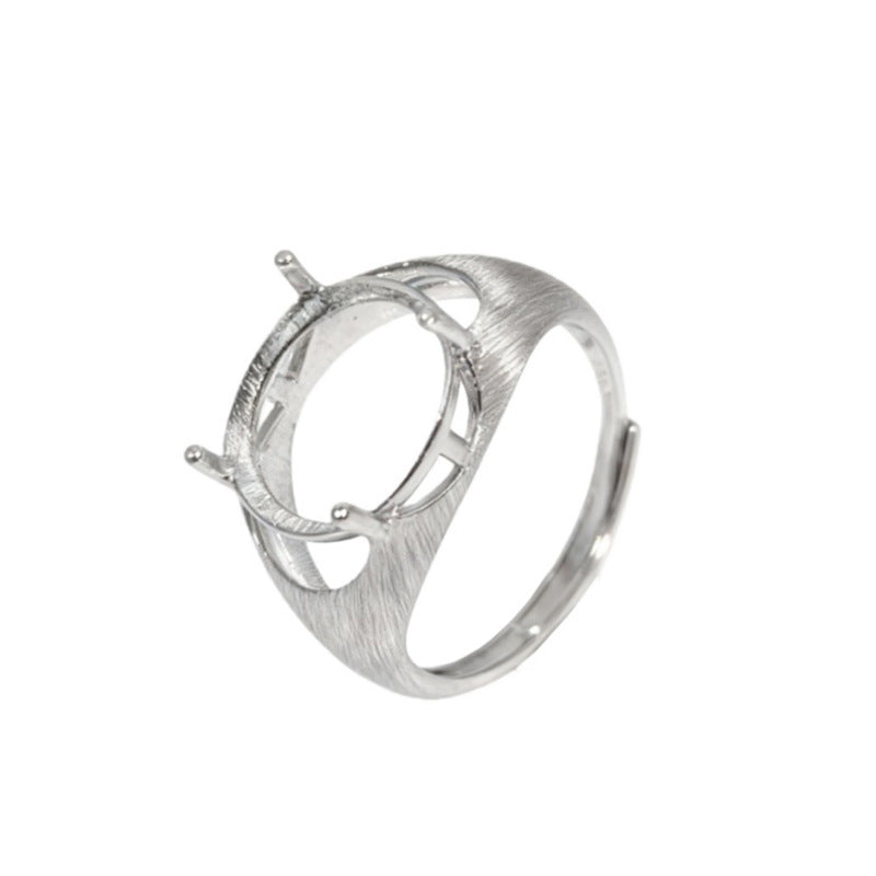 925 Sterling Silver Ring Mount for 12mm Round Gemstone, Classic Brushed Finish Luxury DIY