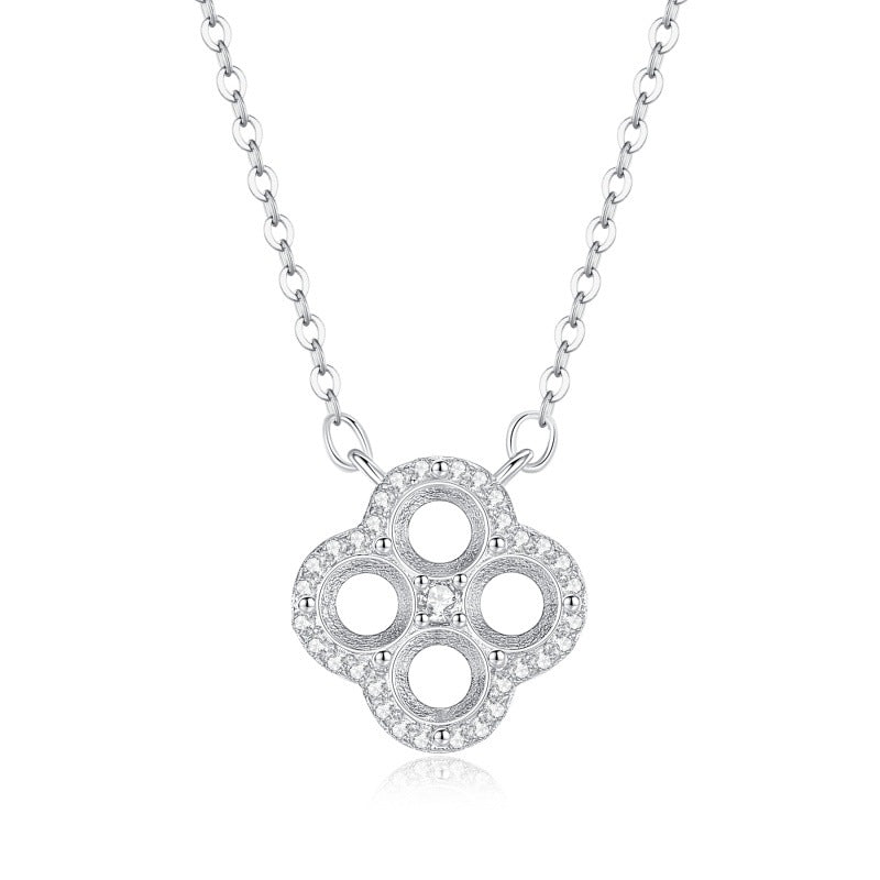 925 Sterling Silver Semi-finished Pendant Mount for 3mm Round Gemstone, Minimalist DIY Collarbone Chain