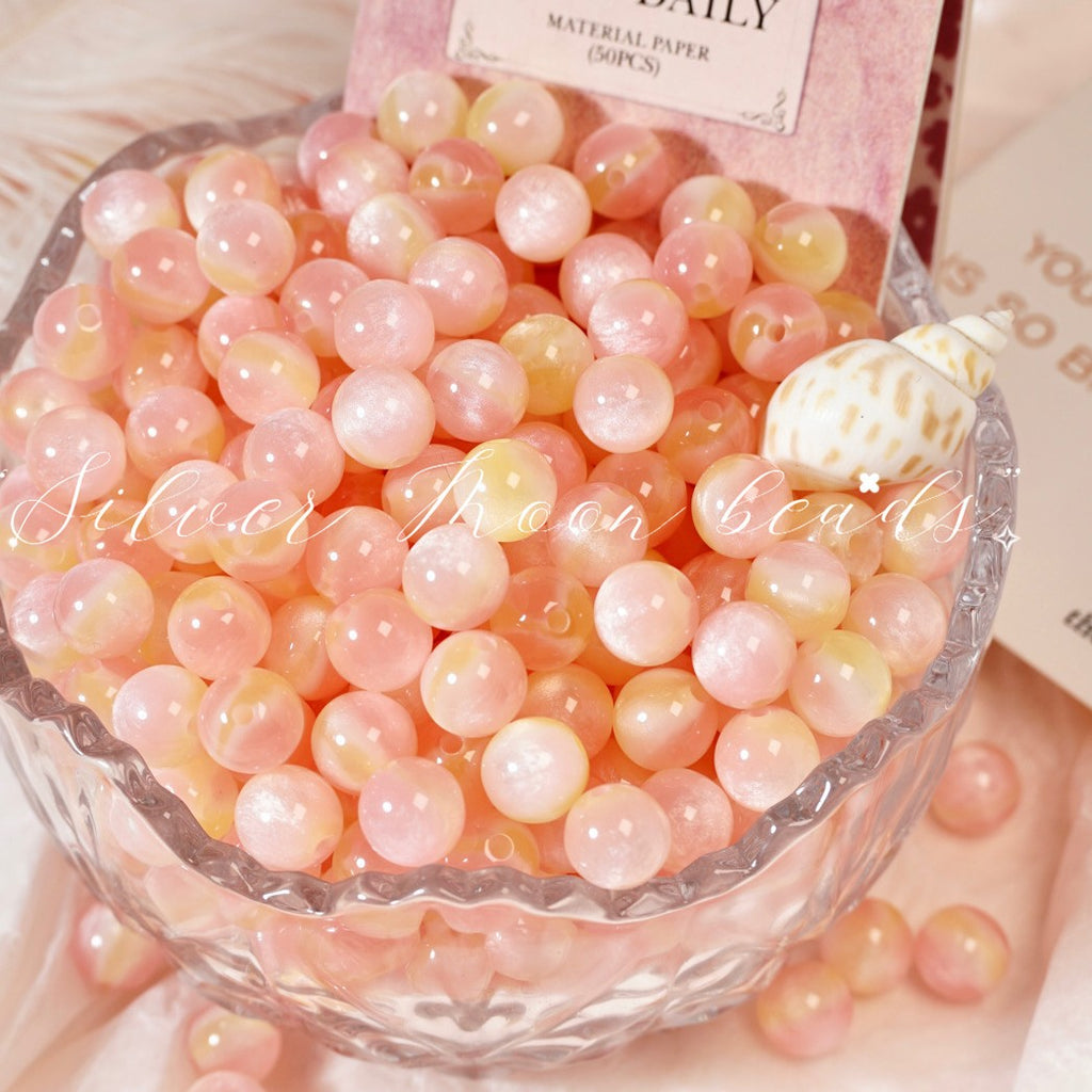(50pcs)8-16MM Glow-in-the-Dark Resin Gradient Round Beads - Luminous Galaxy Series