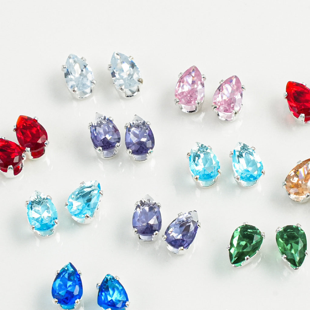 (100pcs)4x6mm Teardrop Prong-Set CZ