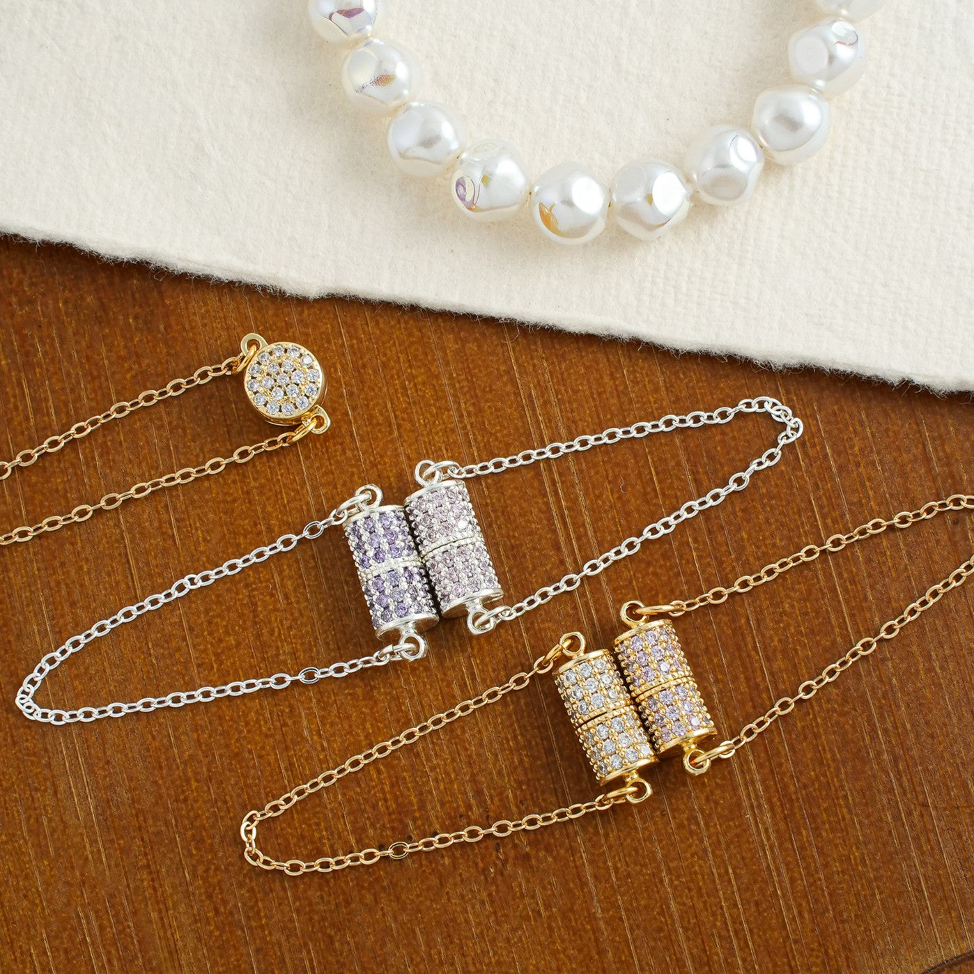 Full Diamond Cylinder Magnetic Clasp