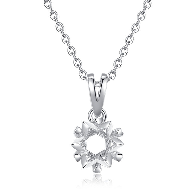 925 Sterling Silver Six-Prong Pendant Mount for 6mm Round Gemstone, Minimalist DIY Collarbone Chain