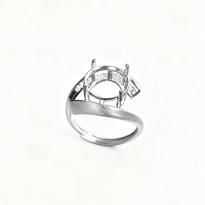 925 Sterling Silver Ring Mount for 11mm Round Gemstone, Fine Brushed Finish
