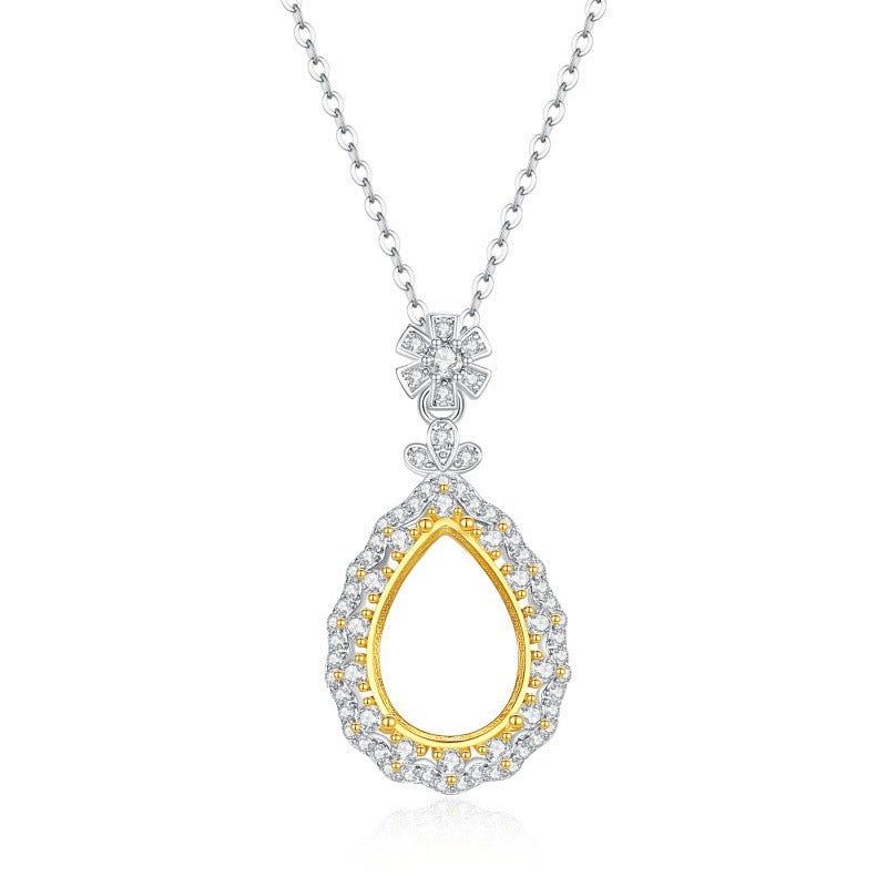 925 Sterling Silver Necklace Pendant Mount for 10x14mm Pear Gemstone, Unset Delicate Luxury