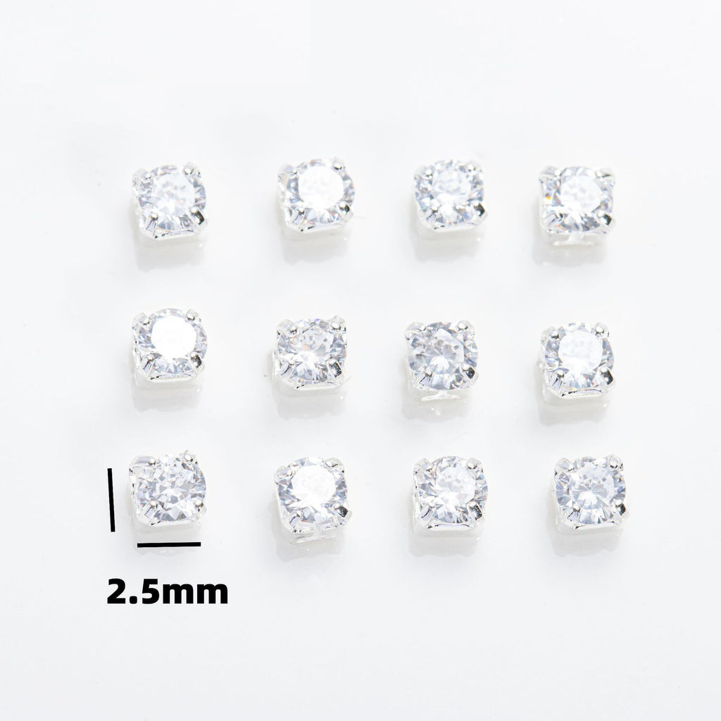 2.5mm 4-prong round Prong-Set CZ
