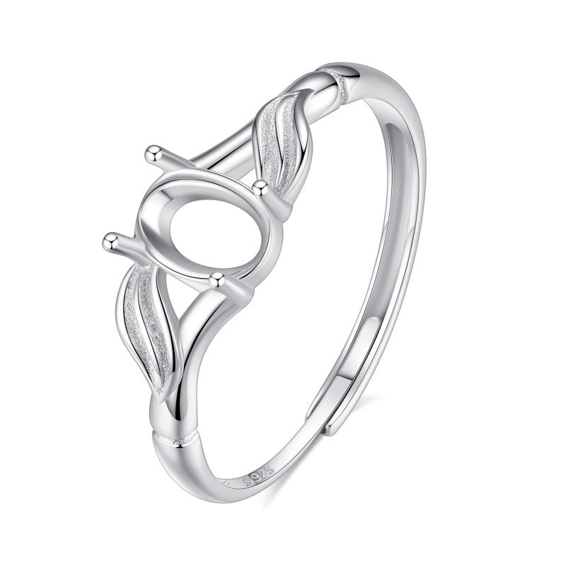 925 Sterling Silver Ring Mount for 5x7mm Oval Gemstone, Unset Minimalist Luxury DIY