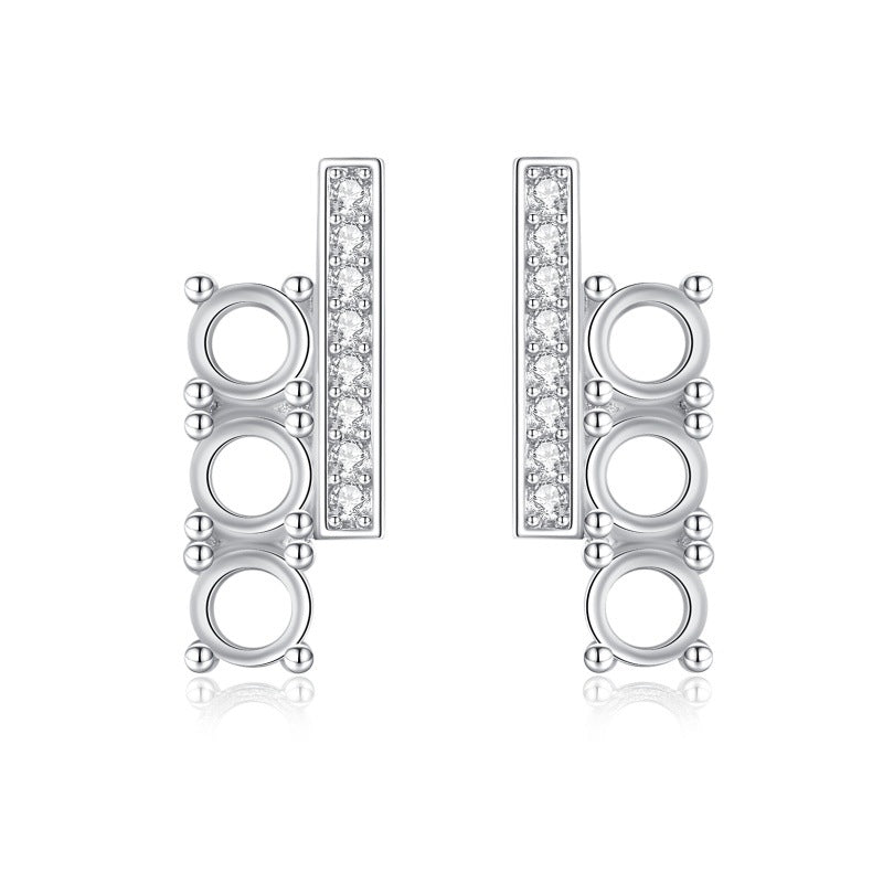 925 Sterling Silver Earring Mount for 3mm Round Natural Stone/Jade/Crystal