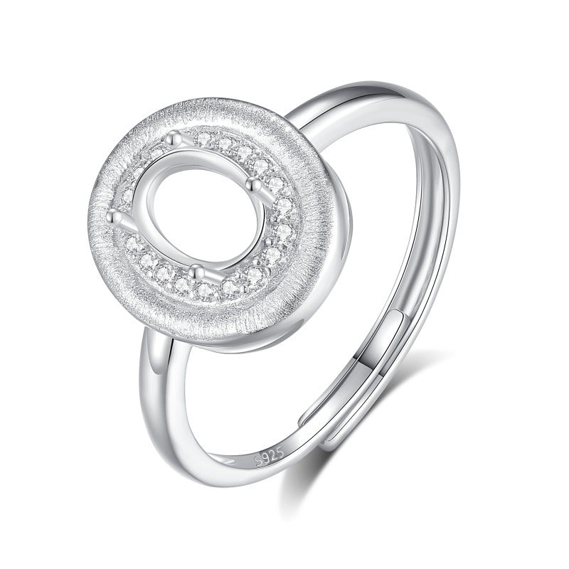 925 Sterling Silver Ring Mount for Natural Stone/Topaz/Prehnite, White Gold-Plated