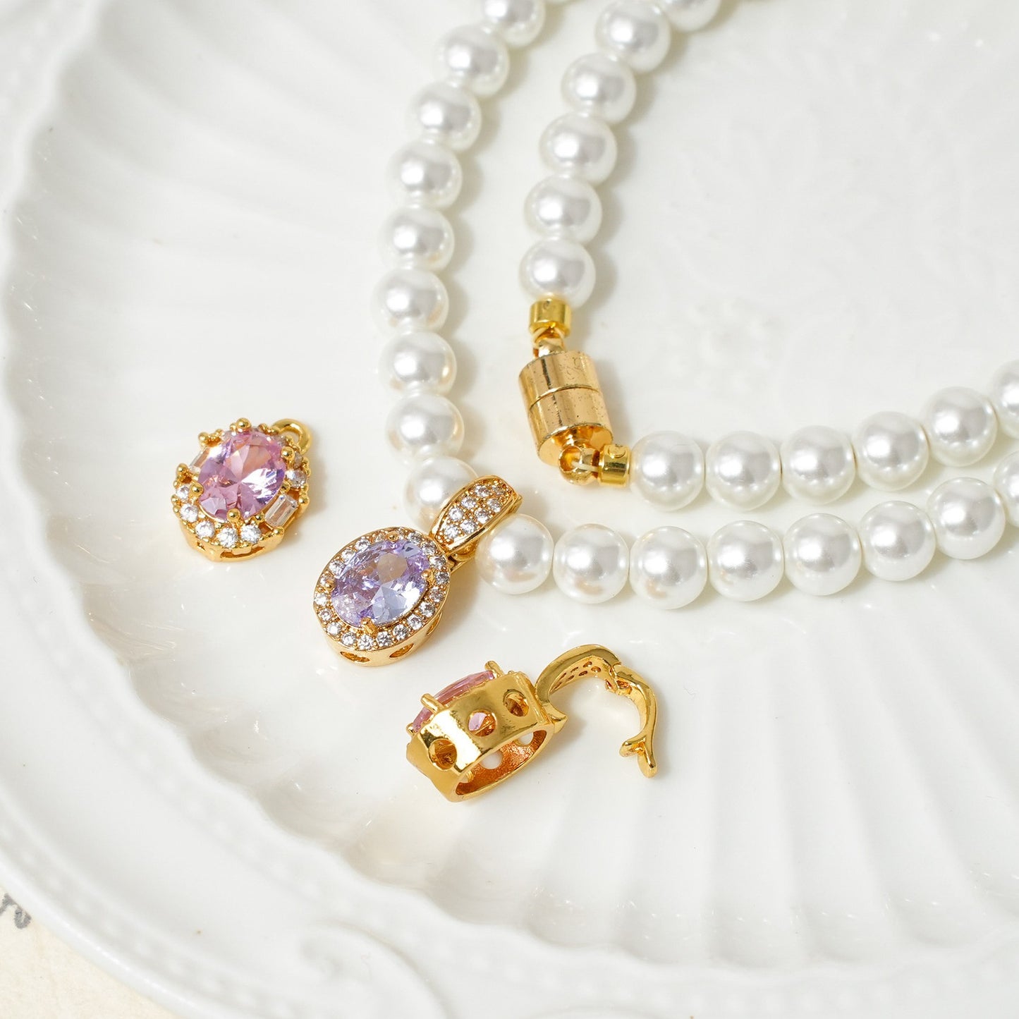 Round CZ Pendant Universal Clasp