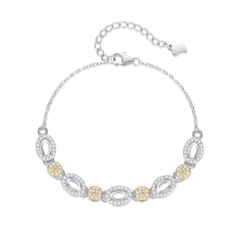 925 Sterling Silver Bracelet Mount for 3x5mm Oval Gemstone, Minimalist Luxury Designer Accessory