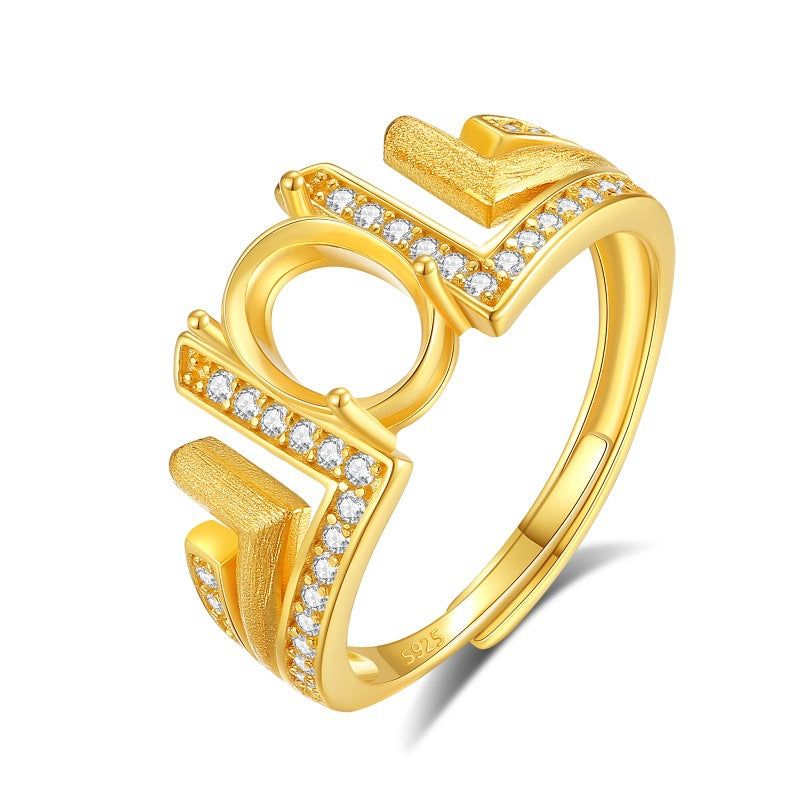 925 Sterling Silver Ring Mount for 6x8mm Oval Gemstone, Western-Style Brushed Design DIY